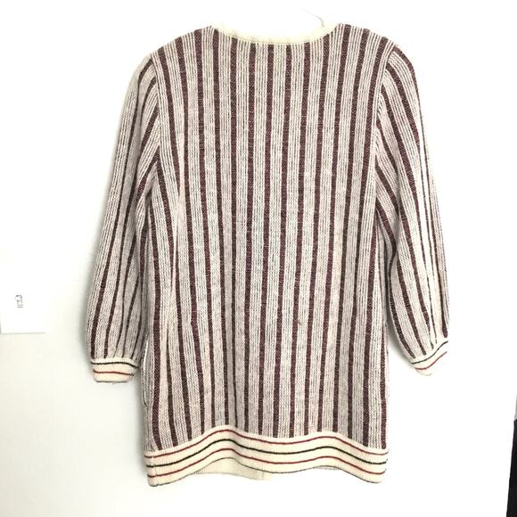 LeROY Women's Knitwear Beige Tan Aztec Native Mohair Tunic Cardigan Sweater Sz M - Picture 6 of 9